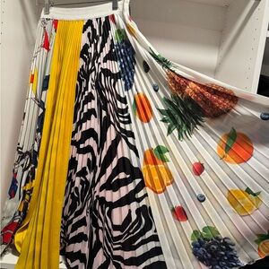 MSGM Zebra and Fruit Print Midi Skirt